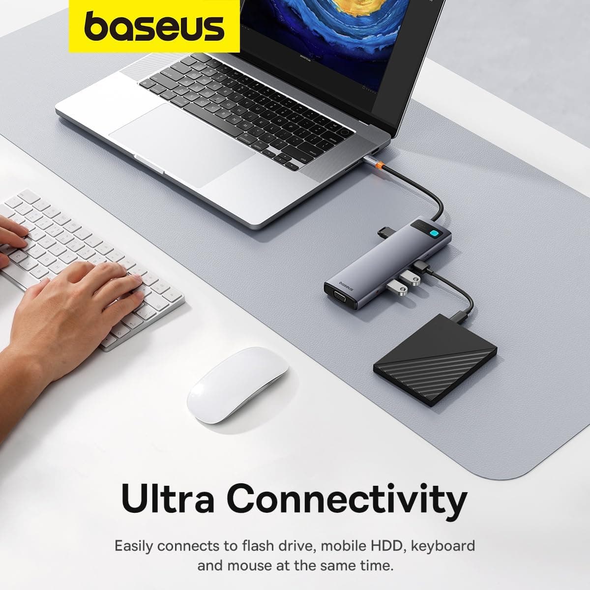 هاب USB-C یازدهدریک Baseus Metal Gleam با HDMI 4K@60Hz و 100W PD مدل B00030709811-00 هاب USB-C یازدهدریک Baseus Metal Gleam با HDMI 4K@60Hz و 100W PD مدل B00030709811-00