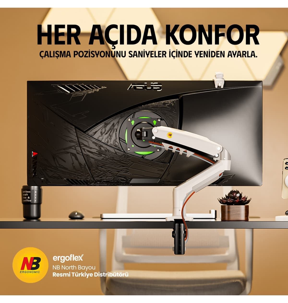 پایه مانیتور Ergoflex NB F80 ارگونومیک سفید با بازوی کمکفنردار مناسب مانیتورهای 17-32inch و 2-9 Kg پایه مانیتور Ergoflex NB F80 ارگونومیک سفید با بازوی کمکفنردار مناسب مانیتورهای 17-32inch و 2-9 Kg