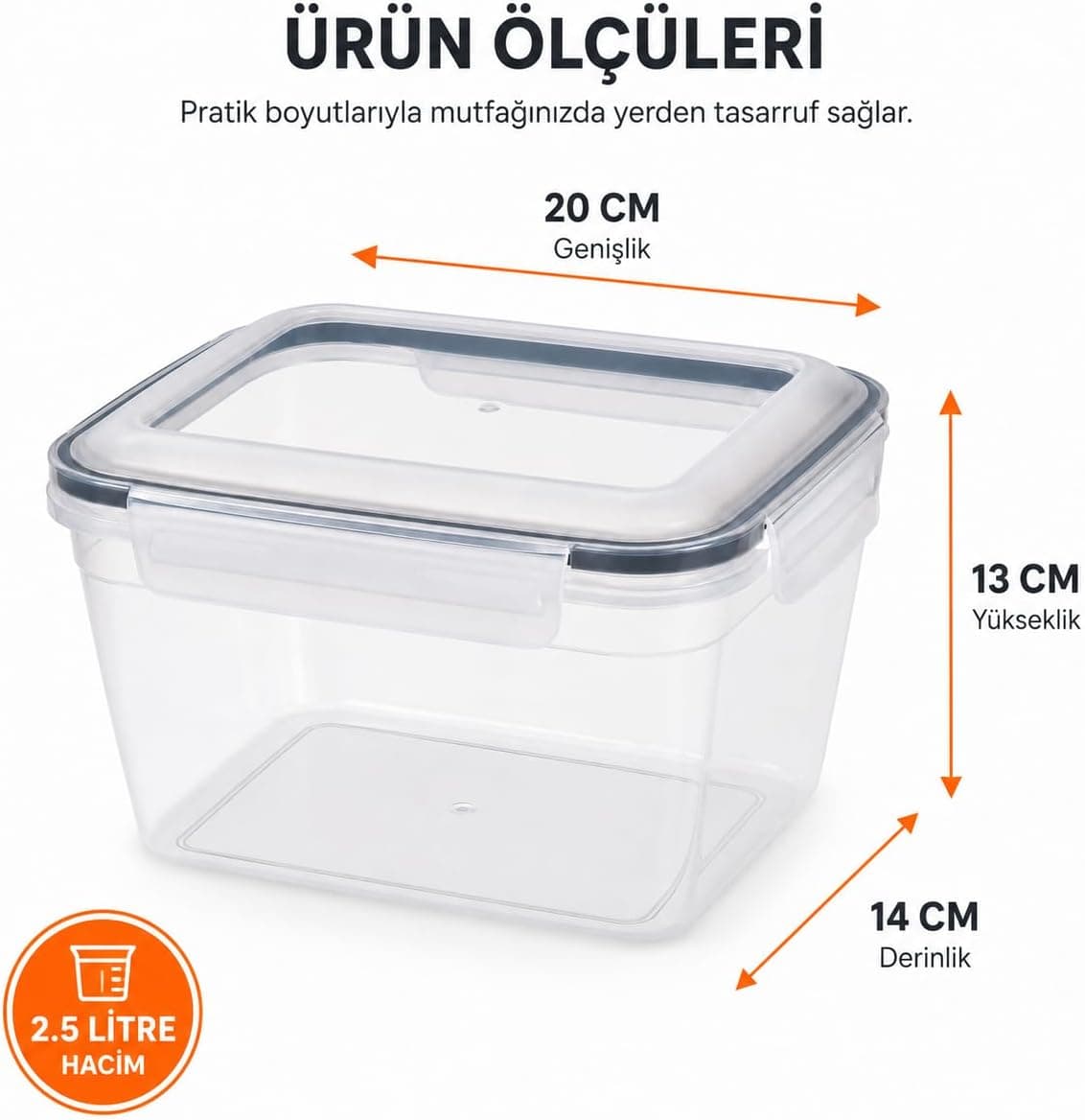 ظرف نگهداری غذا Orret Home 2500 میلیلیتری PP شفاف با درب قفلشونده ظرف نگهداری غذا Orret Home 2500 میلیلیتری PP شفاف با درب قفلشونده