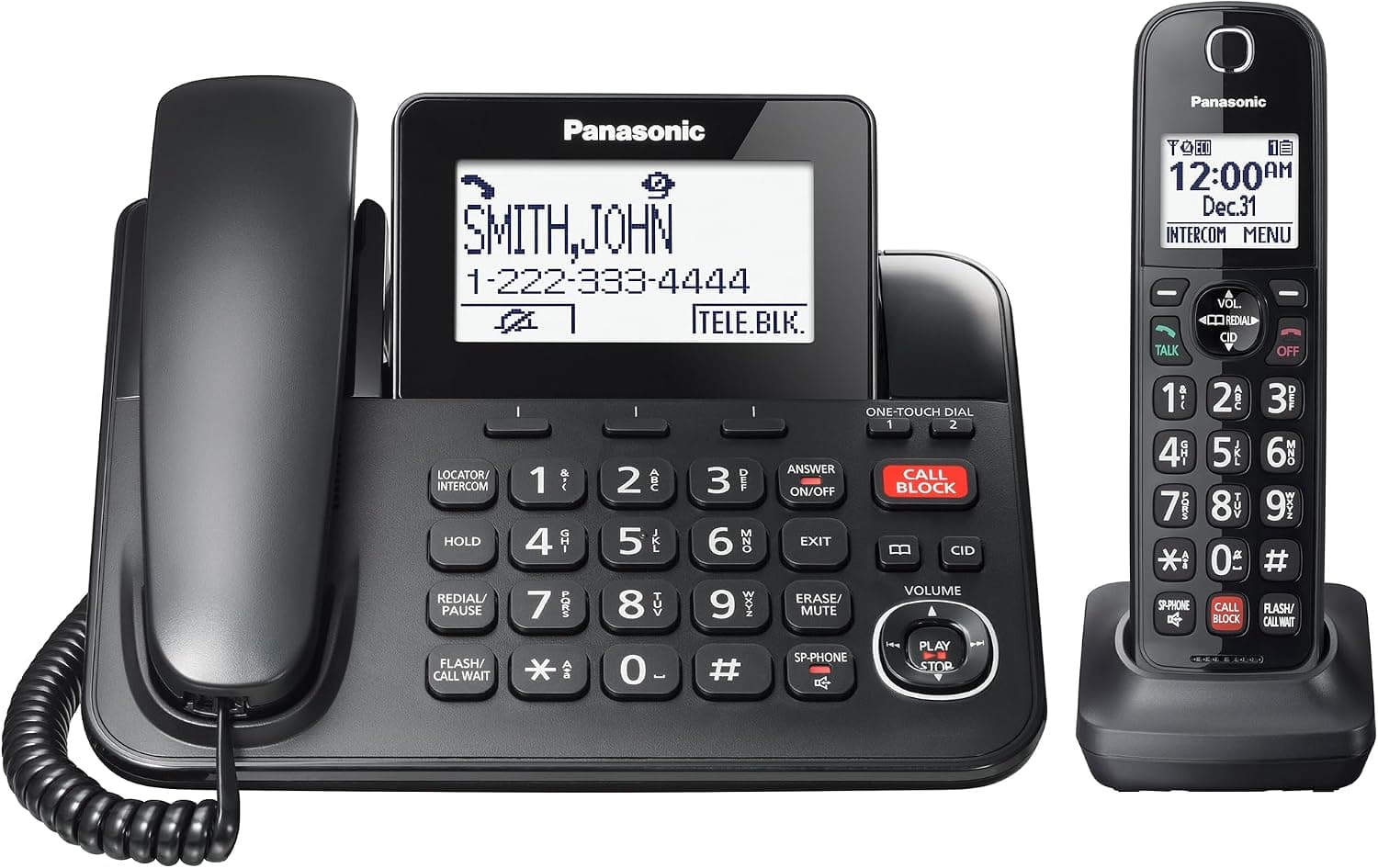 تلفن سیمی/بیسیم Panasonic با مسدودکننده تماس و پاسخگوی دیجیتال مدل KX-TGF852B مشکی تلفن سیمی/بیسیم Panasonic با مسدودکننده تماس و پاسخگوی دیجیتال مدل KX-TGF852B مشکی