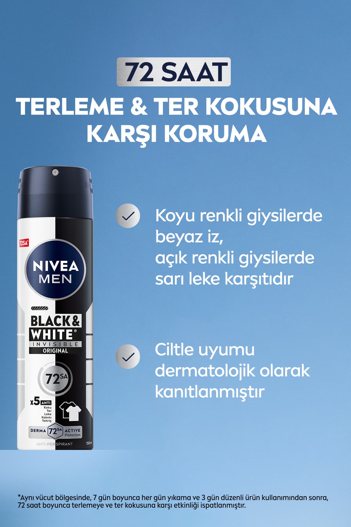 اسپری دئودورانت مردانه NIVEA Black&White بههمراه رولآن کوچک 150ml و 25ml با محافظت ضدتعریق 72 ساعته اسپری دئودورانت مردانه NIVEA Black&White بههمراه رولآن کوچک 150ml و 25ml با محافظت ضدتعریق 72 ساعته