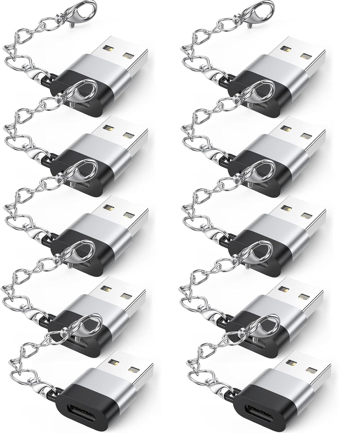 آداپتور DteeDck بسته 10 تایی USB-C ماده به USB نر با جاکلیدی آداپتور DteeDck بسته 10 تایی USB-C ماده به USB نر با جاکلیدی