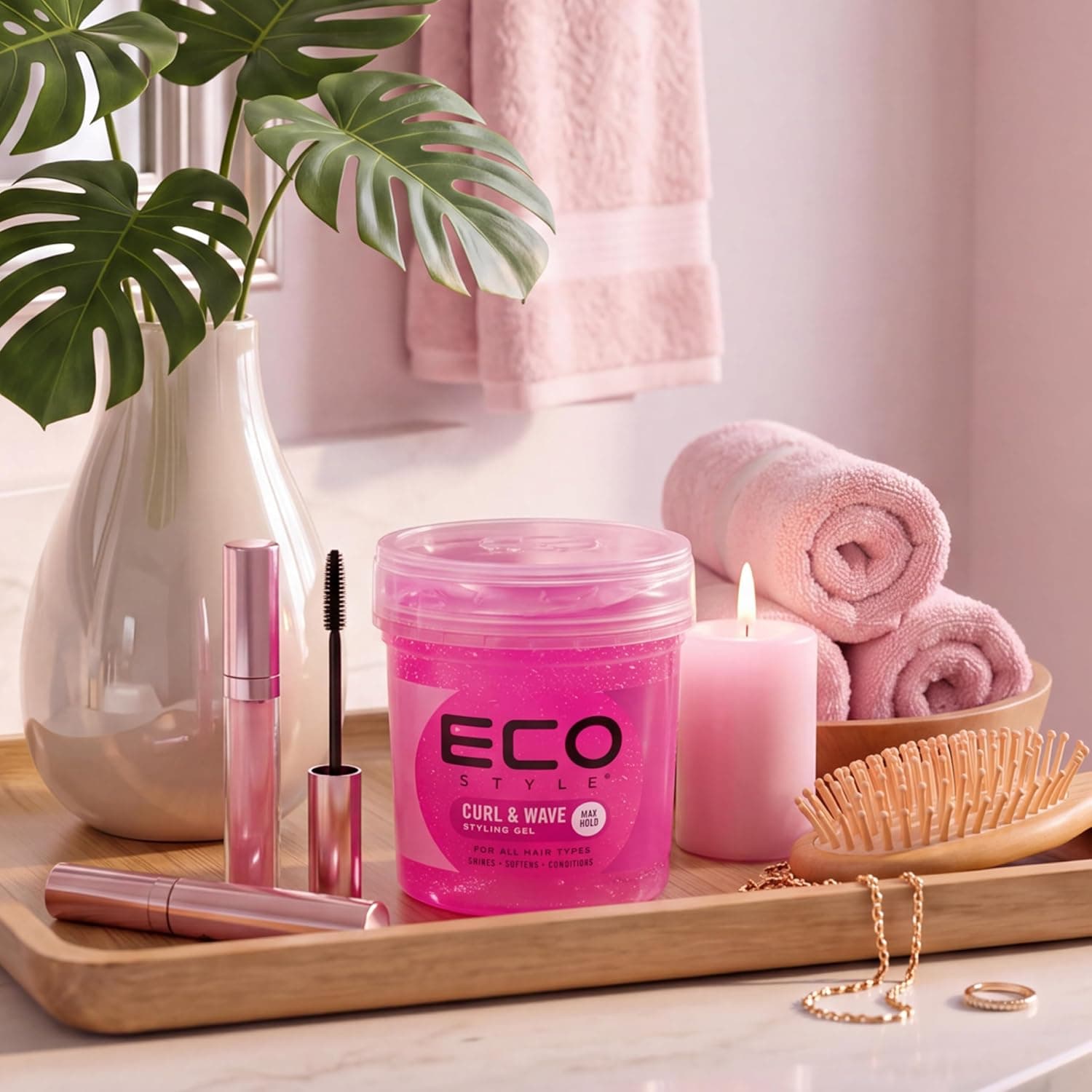 ژل حالتدهنده Eco Style فر و موج نگهداری قوی همه انواع مو 8 oz صورتی ژل حالتدهنده Eco Style فر و موج نگهداری قوی همه انواع مو 8 oz صورتی