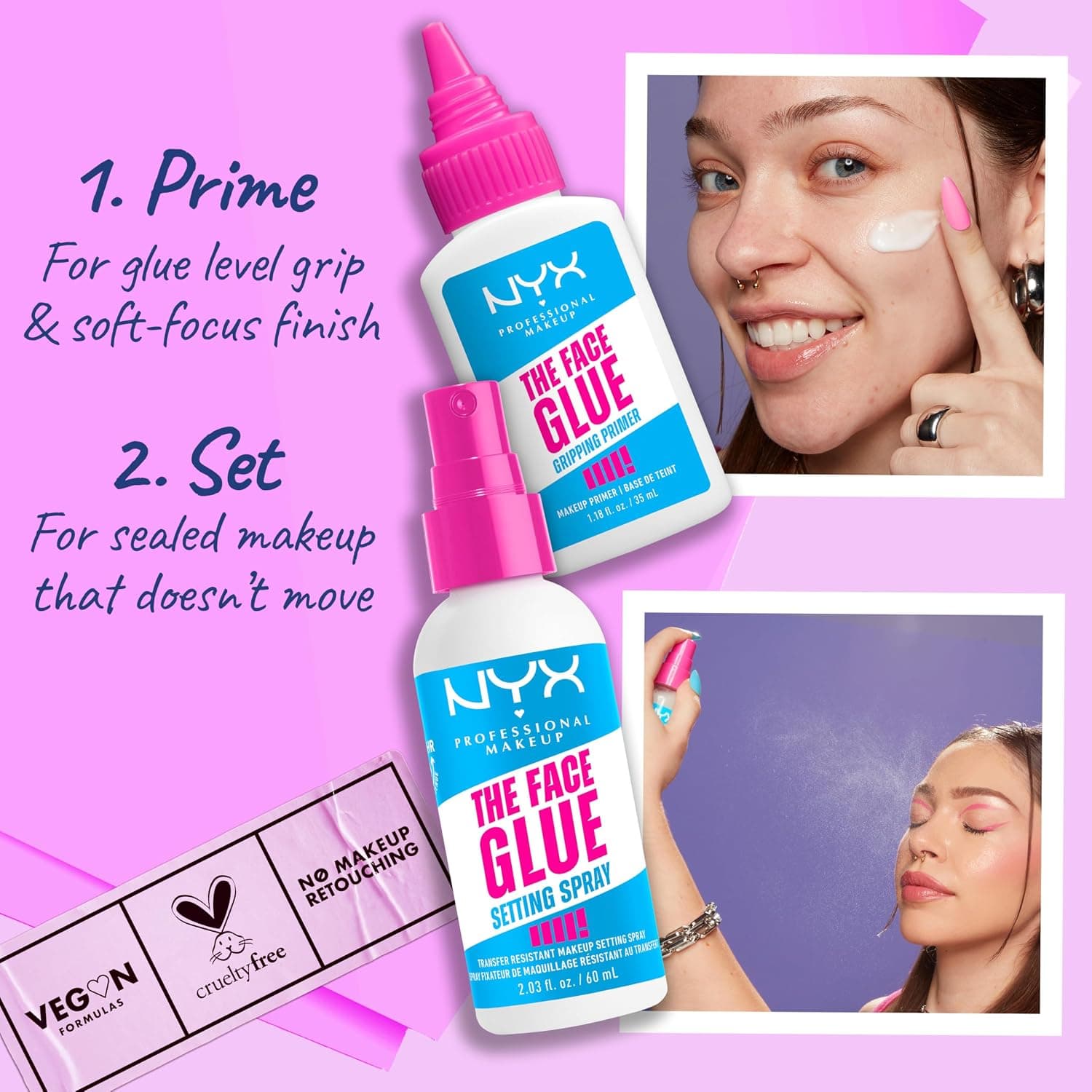 اسپری تثبیت آرایش NYX Professional Makeup ضدانتقال ۲۴ساعته ضدآب The Face Glue 60ml اسپری تثبیت آرایش NYX Professional Makeup ضدانتقال ۲۴ساعته ضدآب The Face Glue 60ml