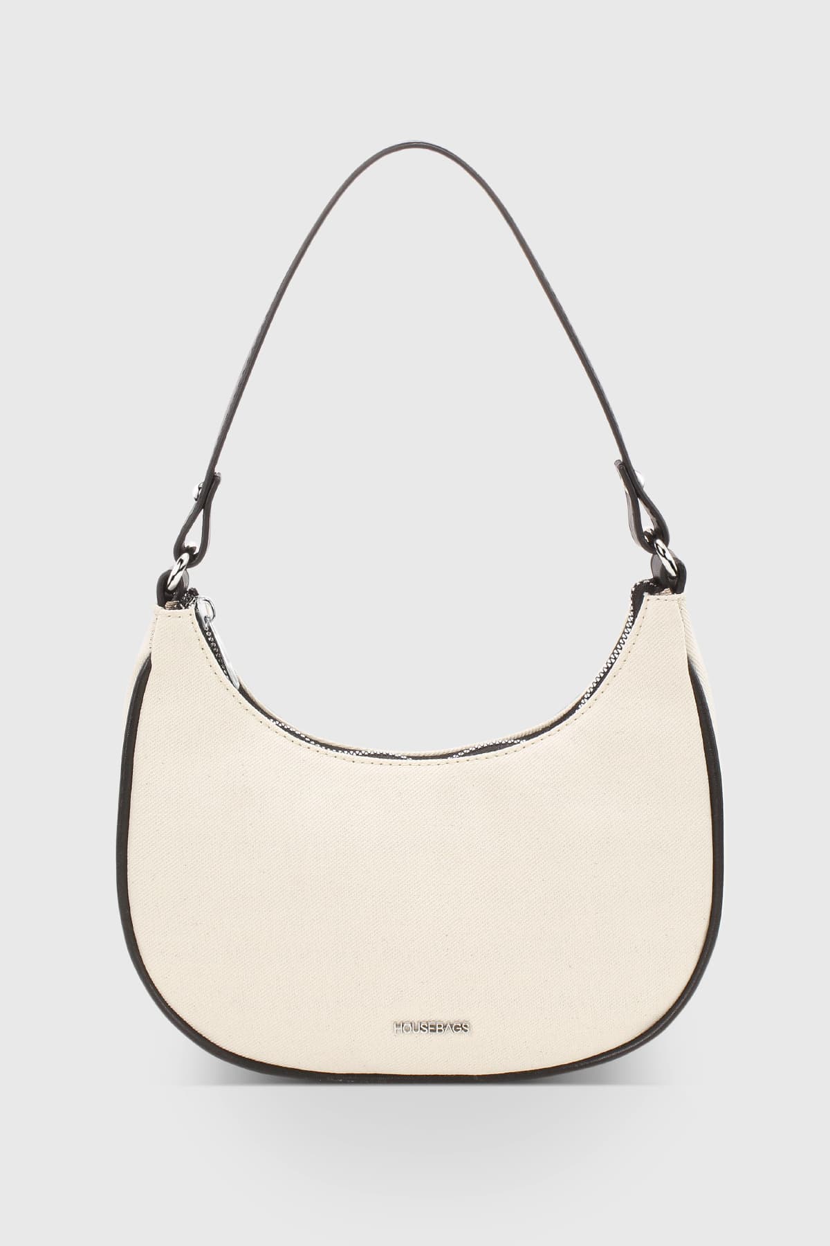 کیف دوشی زنانه Housebags کانواس نرم مشکی نیمماه مدل 242 کیف دوشی زنانه Housebags کانواس نرم مشکی نیمماه مدل 242