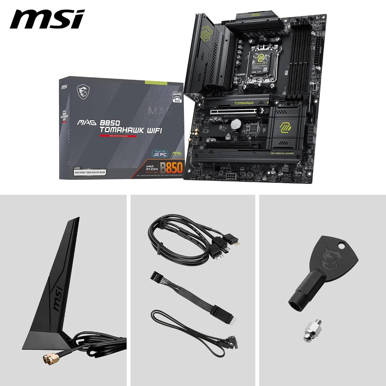 مادربرد MSI مدل MAG B850 TOMAHAWK WIFI AM5 ATX برای Ryzen 9000/8000/7000 مادربرد MSI مدل MAG B850 TOMAHAWK WIFI AM5 ATX برای Ryzen 9000/8000/7000