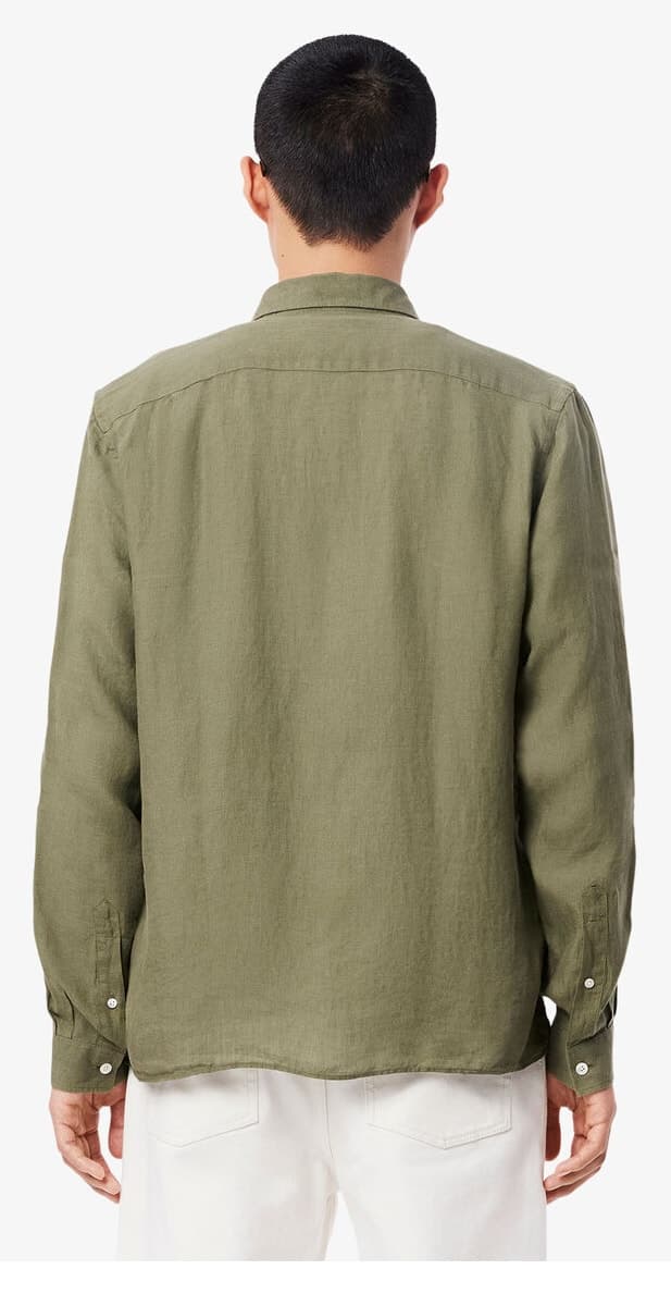 پیراهن مردانه Lacoste کتان یقه دکمهدار فیت معمولی خاکی پیراهن مردانه Lacoste کتان یقه دکمهدار فیت معمولی خاکی