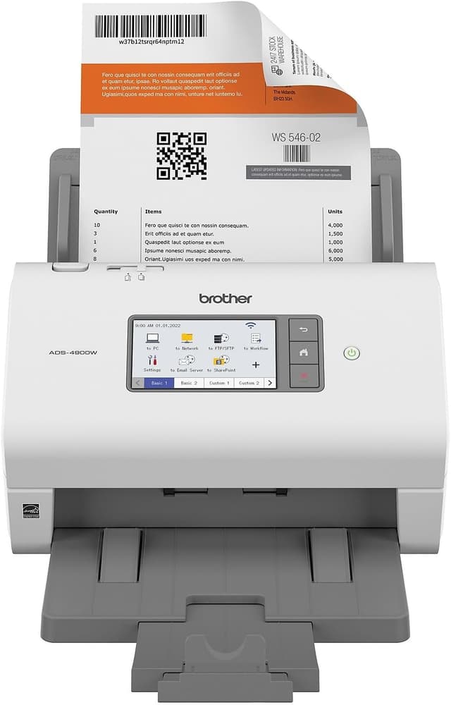 اسکنر رومیزی حرفهای BROTHER دوطرفه بیسیم با سرعت اسکن بالا و نمایشگر لمسی بزرگ سفید مدل ADS-4900W اسکنر رومیزی حرفهای BROTHER دوطرفه بیسیم با سرعت اسکن بالا و نمایشگر لمسی بزرگ سفید مدل ADS-4900W