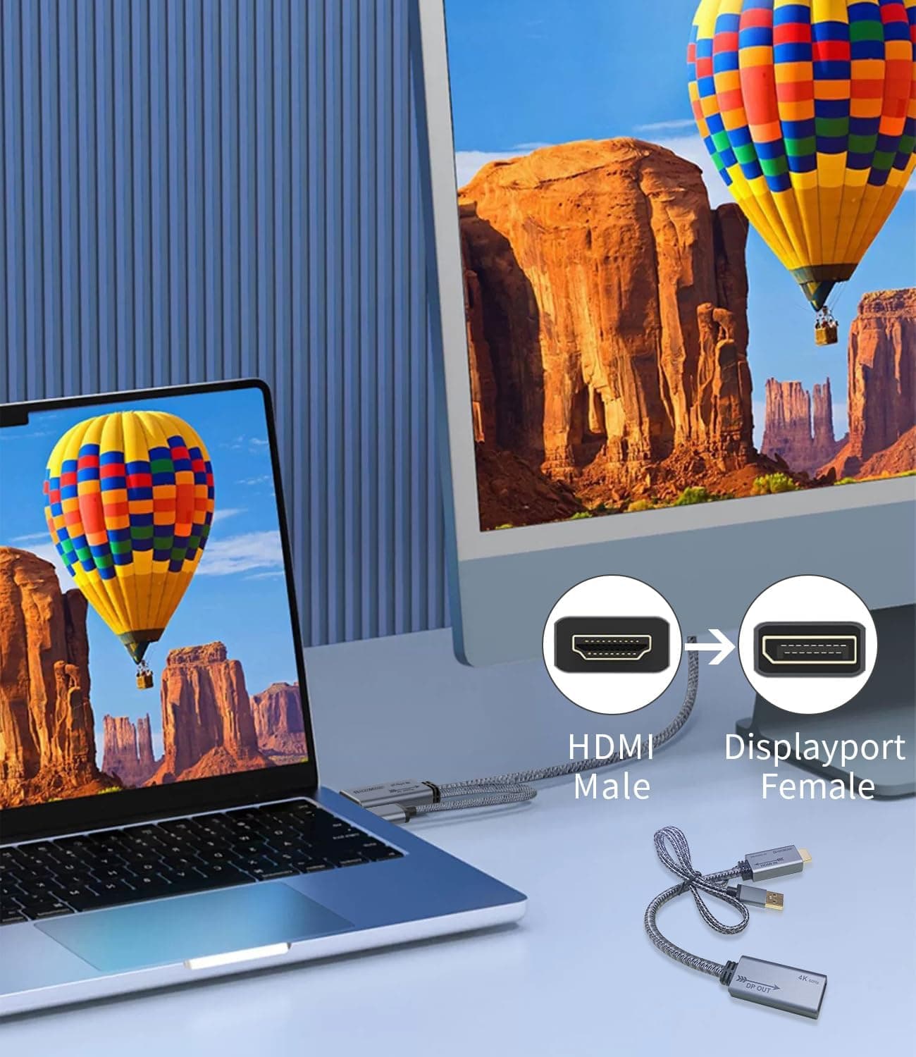 کابل مبدل HDMI به DisplayPort Shuomeng نری به مادگی با برق USB، 4K@60Hz کابل مبدل HDMI به DisplayPort Shuomeng نری به مادگی با برق USB، 4K@60Hz