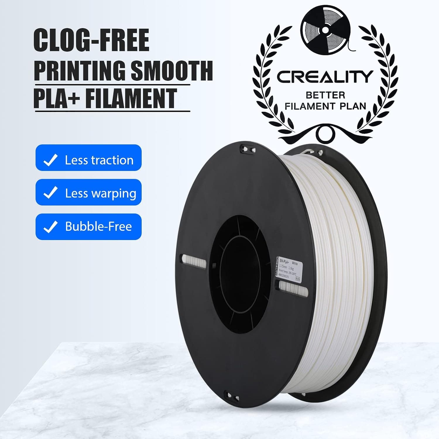 فیلامنت PLA Plus قطر 1.75 mm وزن 1 kg سفید Creality فیلامنت PLA Plus قطر 1.75 mm وزن 1 kg سفید Creality