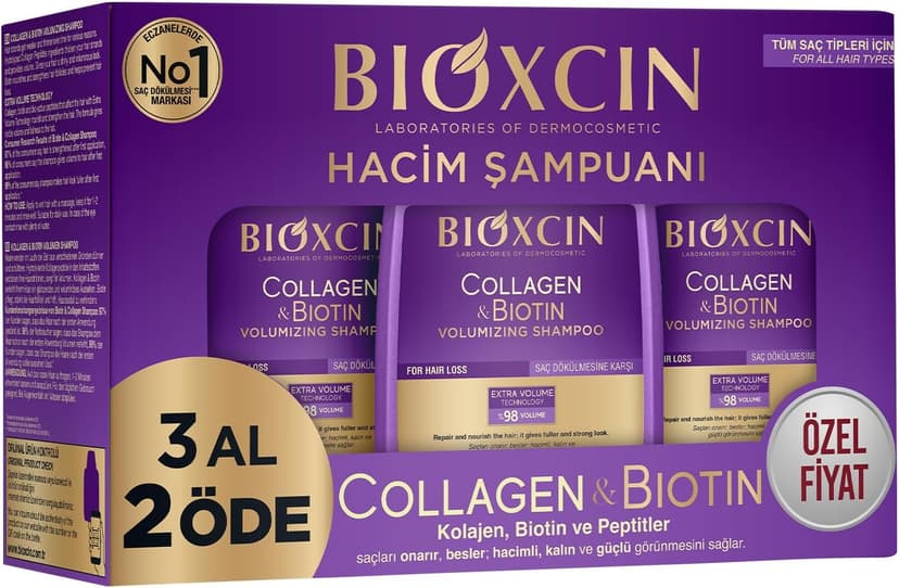 شامپو حجمدهنده Bioxcin Collagen & Biotin برای موهای نازک و بیحجم 3×300ml شامپو حجمدهنده Bioxcin Collagen & Biotin برای موهای نازک و بیحجم 3×300ml