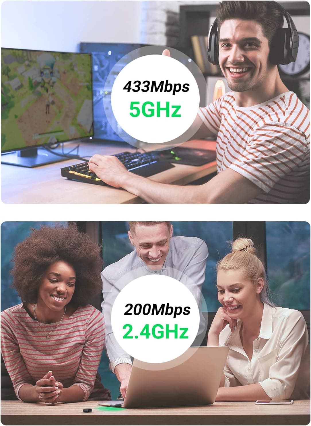 آداپتور شبکه USB UGREEN گیرنده Wi-Fi دوبانده 2.4 و 5 GHz آداپتور شبکه USB UGREEN گیرنده Wi-Fi دوبانده 2.4 و 5 GHz