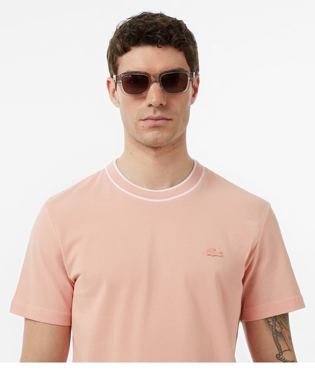 تیشرت مردانه Lacoste یقهگرد فیت معمولی صورتی تیشرت مردانه Lacoste یقهگرد فیت معمولی صورتی