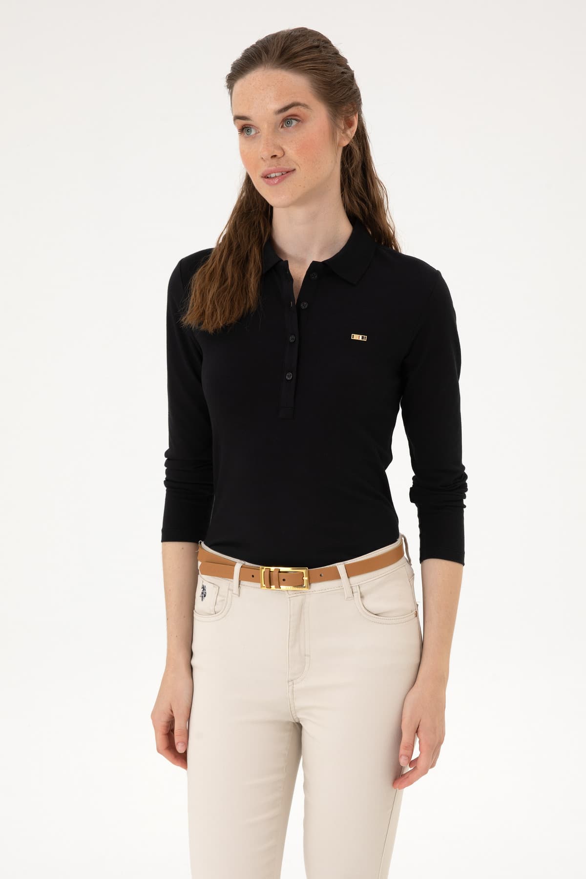 سویشرت زنانه یقه پولو مشکی ساده U.S. Polo Assn. مدل 50313593-VR046 سویشرت زنانه یقه پولو مشکی ساده U.S. Polo Assn. مدل 50313593-VR046