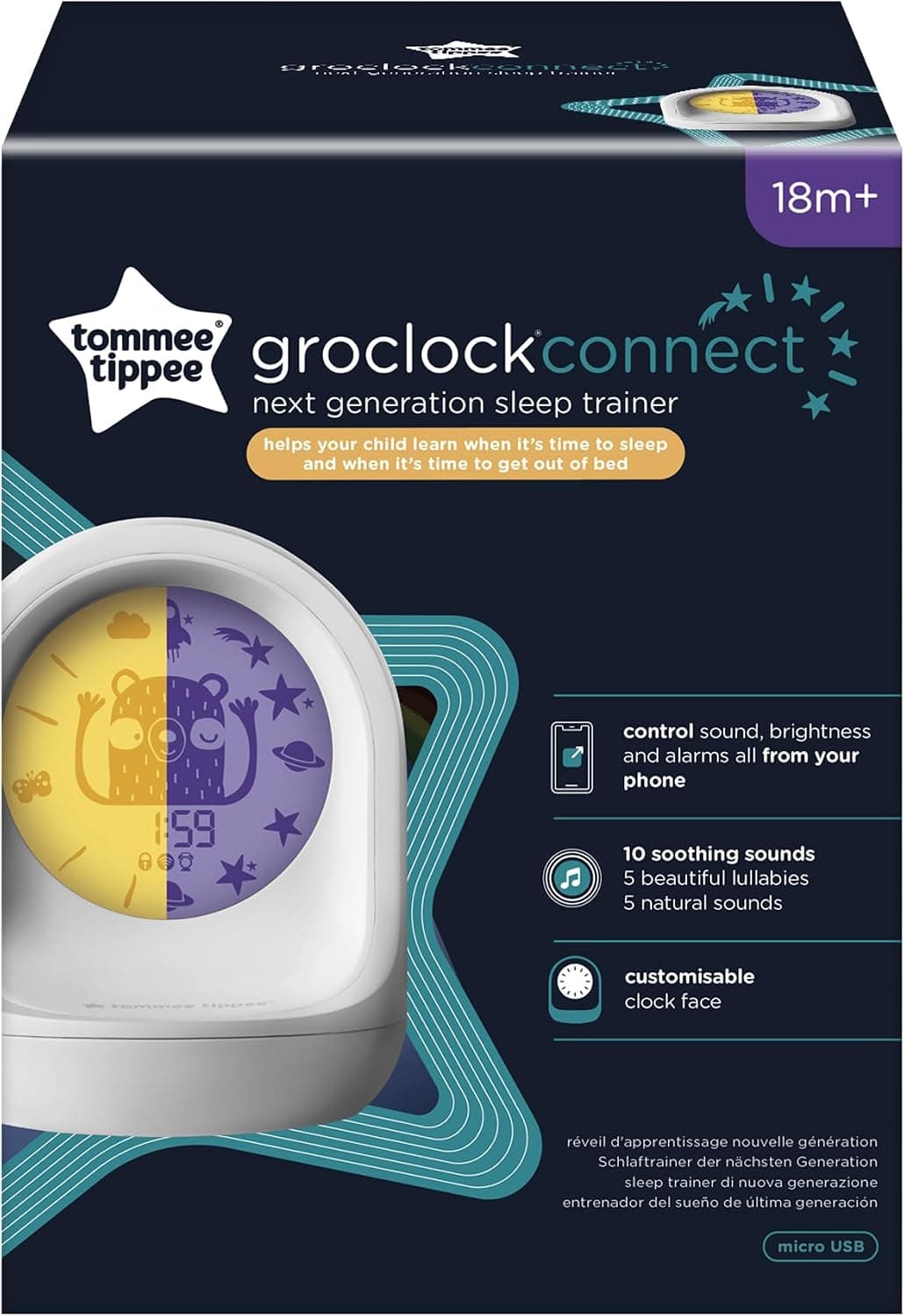 ساعت آموزش خواب کودک Tommee Tippee با قابلیت اتصال به اپلیکیشن، زنگ هشدار و چراغ خواب ساعت آموزش خواب کودک Tommee Tippee با قابلیت اتصال به اپلیکیشن، زنگ هشدار و چراغ خواب