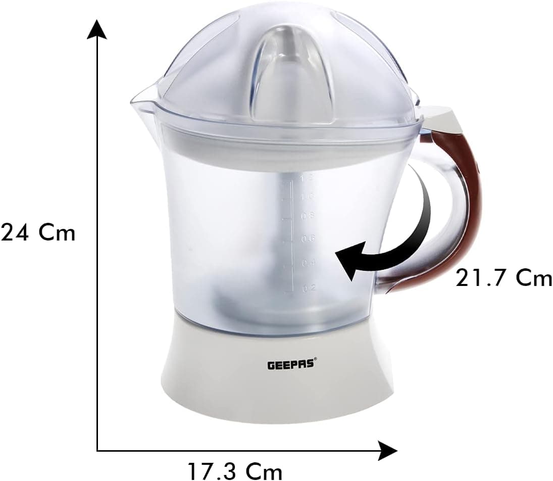 آبمیوهگیری مرکبات Geepas 25 Watt با 2 مخروط و ظرفیت 1.2 Liter آبمیوهگیری مرکبات Geepas 25 Watt با 2 مخروط و ظرفیت 1.2 Liter