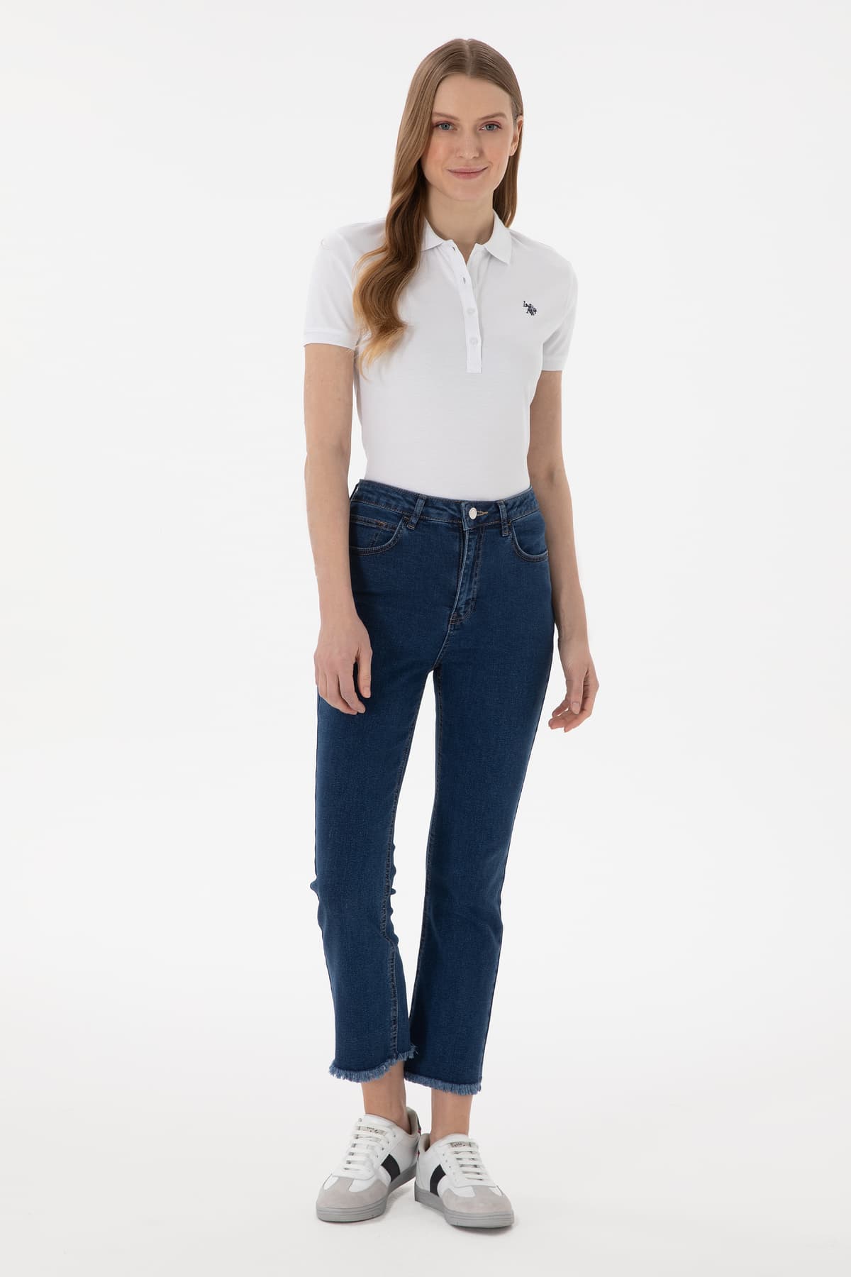 تیشرت زنانه U.S. Polo Assn. سفید یقه پولو ساده مدل 50300830-VR013 تیشرت زنانه U.S. Polo Assn. سفید یقه پولو ساده مدل 50300830-VR013