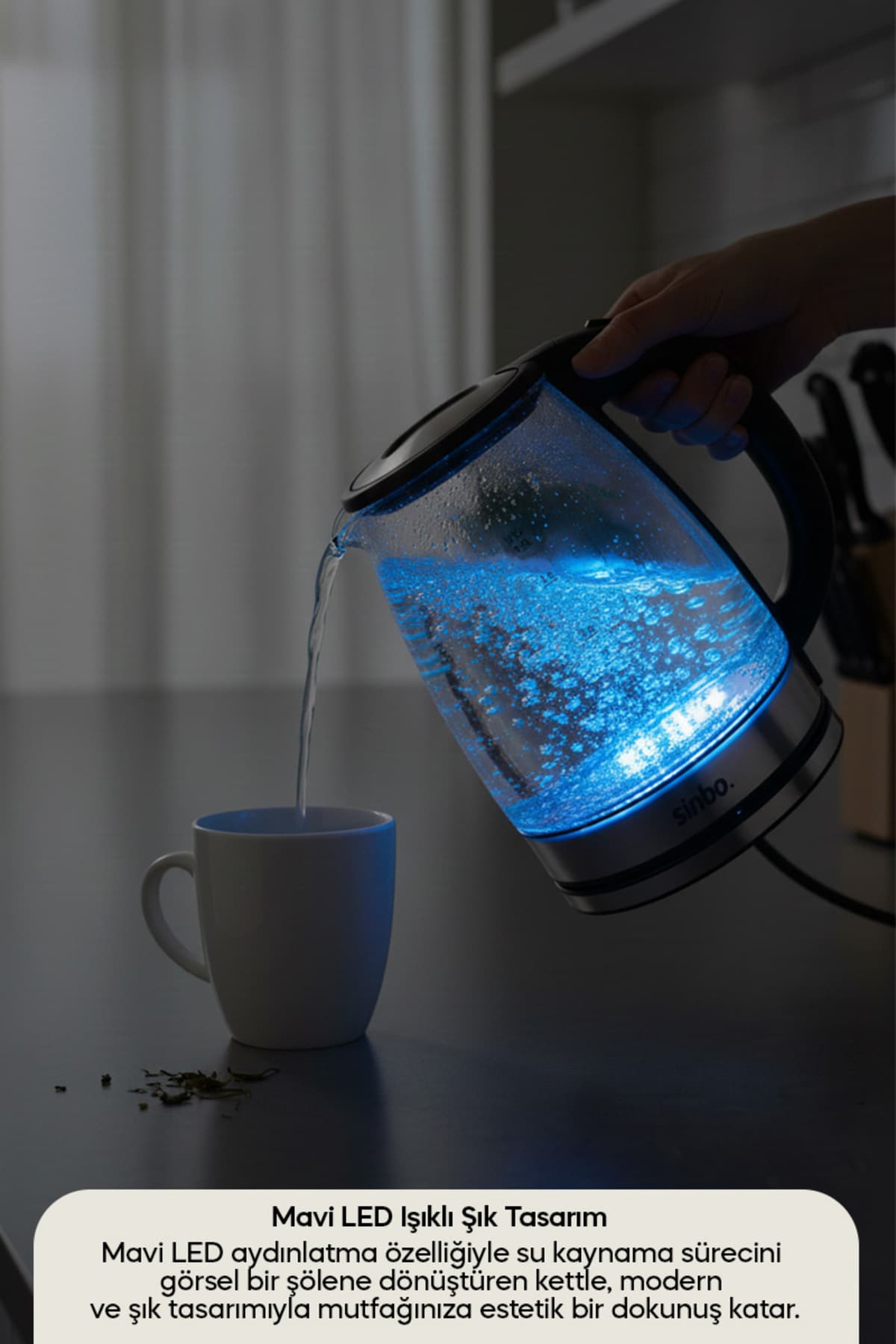 کتری برقی Sinbo بیسیم شیشهای آبی با نورپردازی LED مدل SK-8033 کتری برقی Sinbo بیسیم شیشهای آبی با نورپردازی LED مدل SK-8033