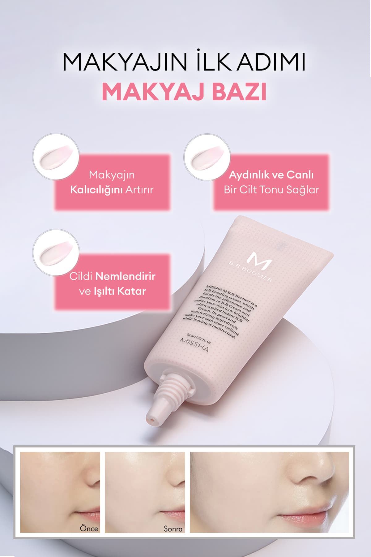 پرایمر آرایشی Missha با جلوه درخشان و روشن مدل M B.B Boomer 20ml پرایمر آرایشی Missha با جلوه درخشان و روشن مدل M B.B Boomer 20ml