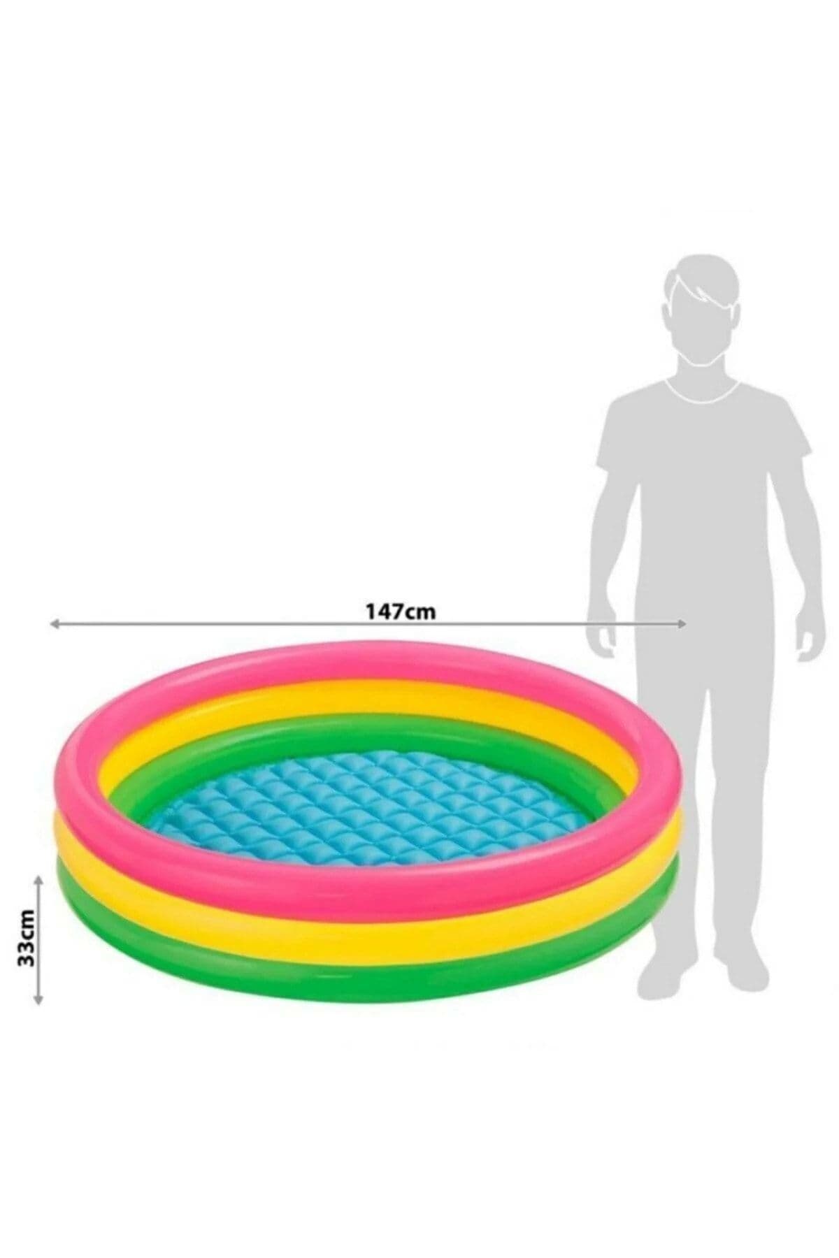 استخر بادی Intex سهحلقهای با کف بادشو مدل Sunset 147 cm استخر بادی Intex سهحلقهای با کف بادشو مدل Sunset 147 cm