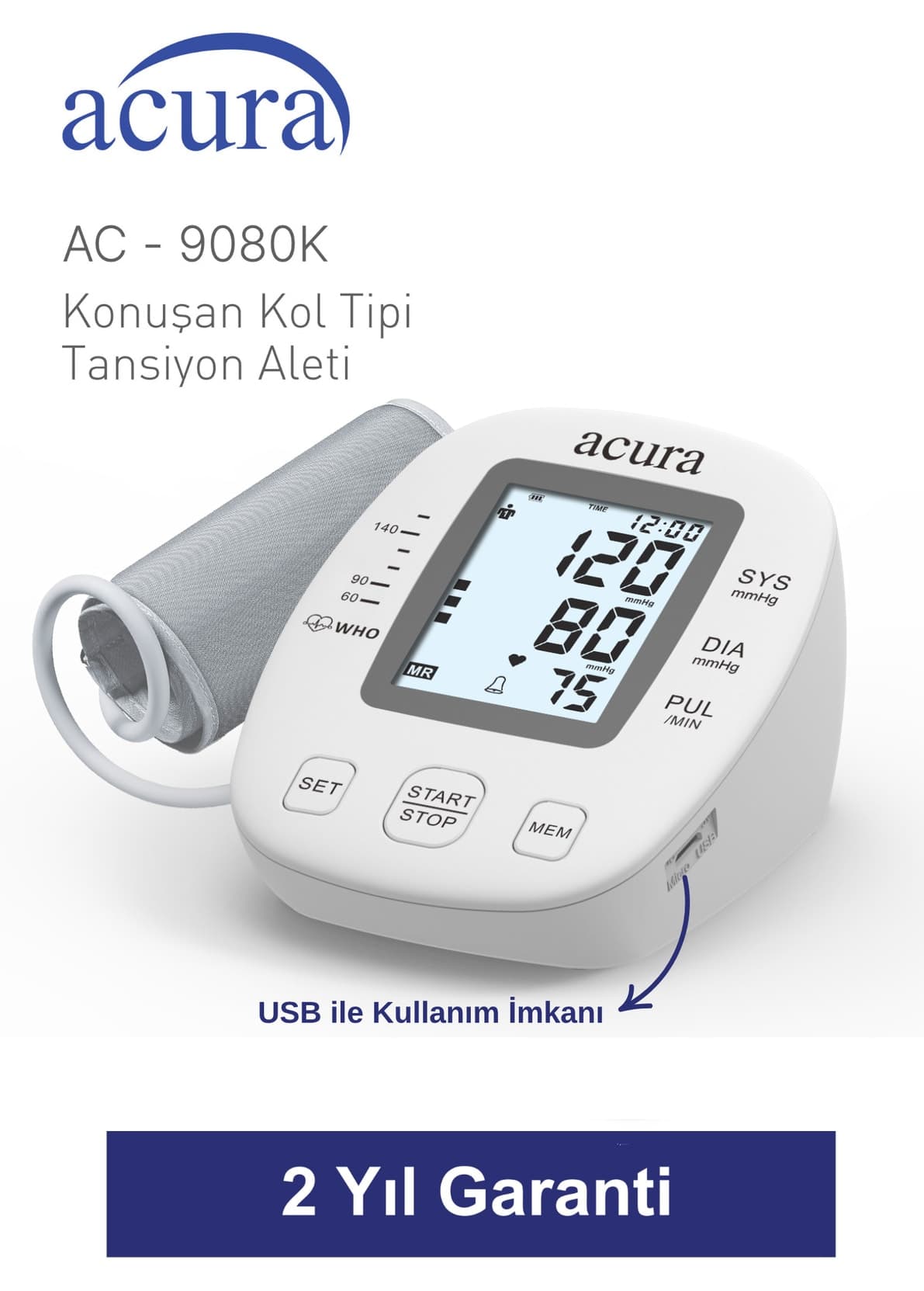 دستگاه فشارسنج Acura مدل AC-9080K بازویی تمام اتوماتیک با صدای ترکی دستگاه فشارسنج Acura مدل AC-9080K بازویی تمام اتوماتیک با صدای ترکی