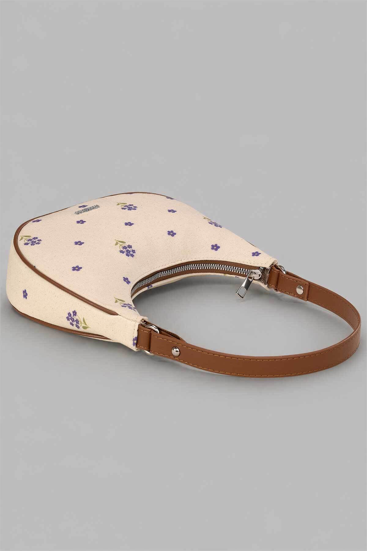 کیف دوشی زنانه Housebags هوبو نیمماه کانواس گلدار آبی مدل Blue Bloom کیف دوشی زنانه Housebags هوبو نیمماه کانواس گلدار آبی مدل Blue Bloom