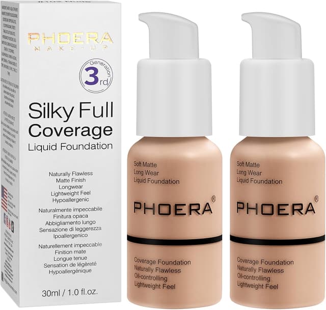 فاندیشن مایع مات زنانه Hilareco PHOERA پوشش کامل 30ml رنگ 103 هلویی گرم ×2 فاندیشن مایع مات زنانه Hilareco PHOERA پوشش کامل 30ml رنگ 103 هلویی گرم ×2