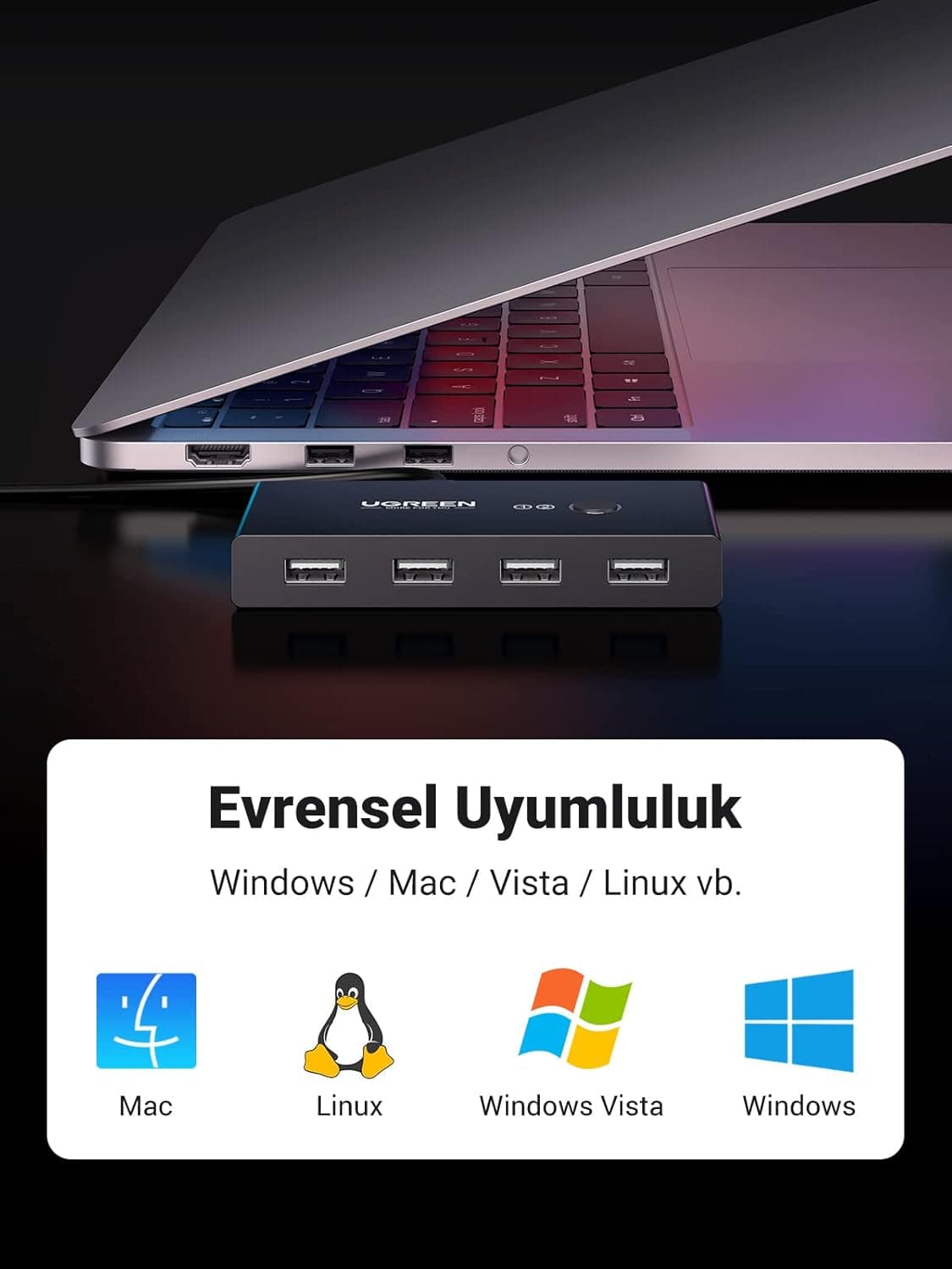 آداپتور سوییچ اشتراکگذاری USB چهارپورت برای کامپیوتر UGREEN آداپتور سوییچ اشتراکگذاری USB چهارپورت برای کامپیوتر UGREEN