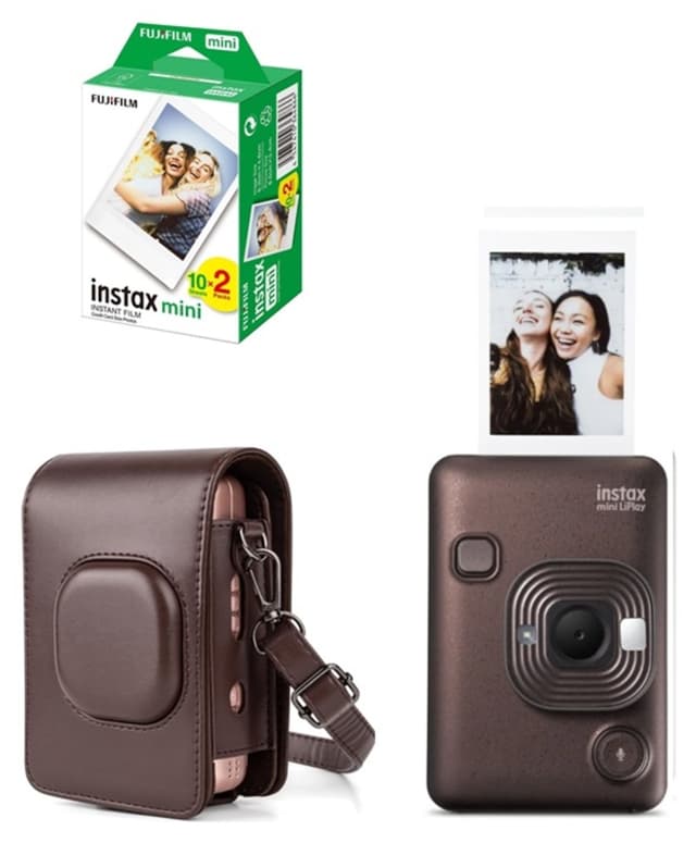 دوربین فوری Fujifilm Instax Mini LiPlay Hybrid برنز تیره با 20 فیلم و کیف دوربین فوری Fujifilm Instax Mini LiPlay Hybrid برنز تیره با 20 فیلم و کیف