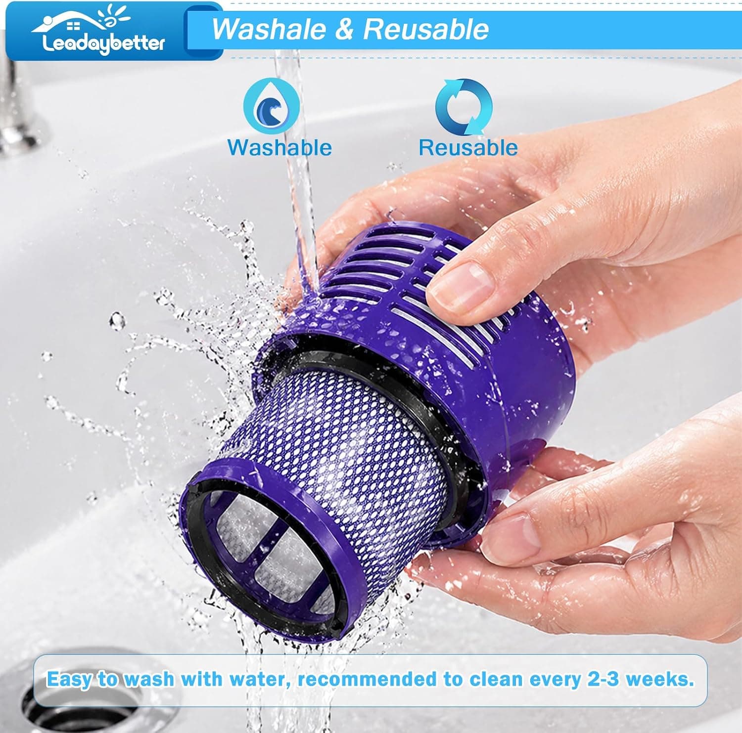 فیلتر جاروبرقی Leadaybetter مناسب Dyson V10 مدل 969082-01 بسته 2 عددی و 1 برس فیلتر جاروبرقی Leadaybetter مناسب Dyson V10 مدل 969082-01 بسته 2 عددی و 1 برس