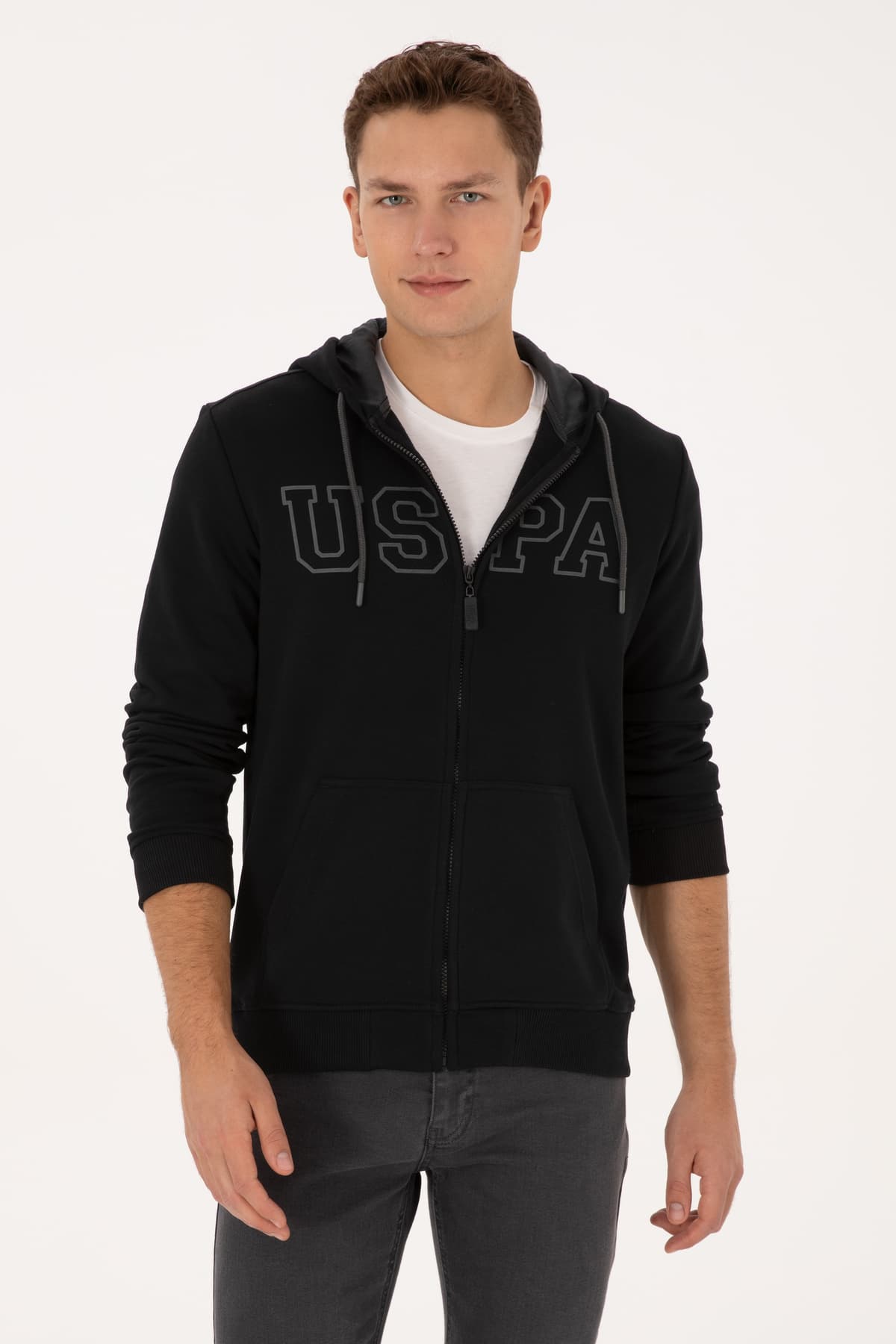 هیرکا بافت مردانه U.S. Polo Assn. کلاهدار زیپدار فیت معمولی مشکی مدل 50313719-VR046 هیرکا بافت مردانه U.S. Polo Assn. کلاهدار زیپدار فیت معمولی مشکی مدل 50313719-VR046
