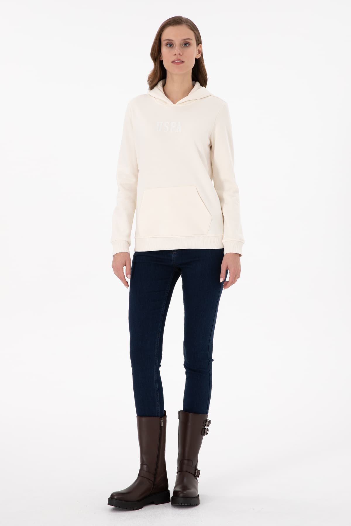 سوئیشرت زنانه U.S. Polo Assn. کلاهدار کرم ساده مدل 50289536-VR071 سوئیشرت زنانه U.S. Polo Assn. کلاهدار کرم ساده مدل 50289536-VR071