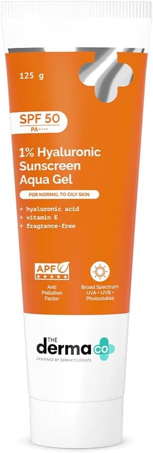 ضد آفتاب The Derma Co 1% Hyaluronic Aqua Gel SPF 50 PA++++ بدون چربی 50g ضد آفتاب The Derma Co 1% Hyaluronic Aqua Gel SPF 50 PA++++ بدون چربی 50g