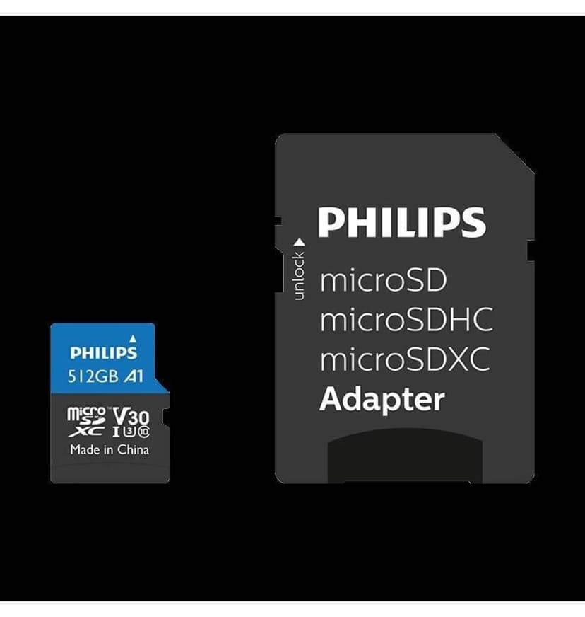 کارت حافظه microSDXC Philips Ultra Pro با ظرفیت 512 Gb و آداپتور SD، UHS-I U3 Class 10 V30 کارت حافظه microSDXC Philips Ultra Pro با ظرفیت 512 Gb و آداپتور SD، UHS-I U3 Class 10 V30
