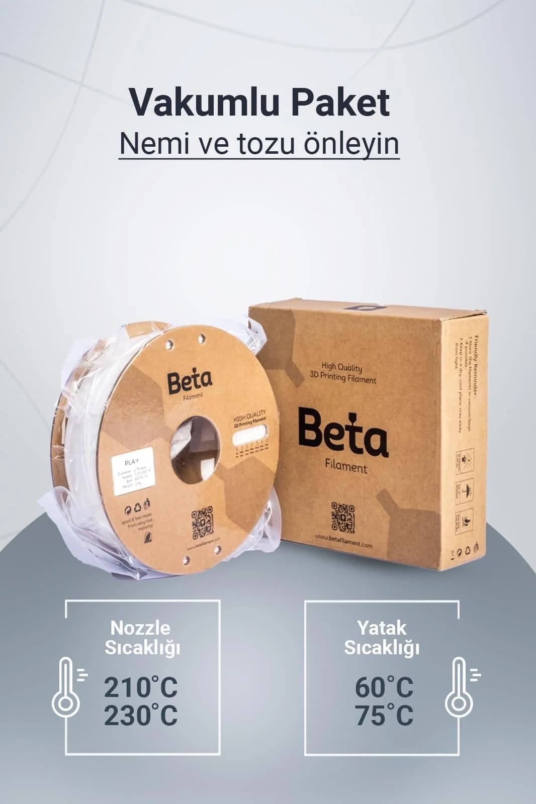 فیلامنت Beta Filament مدل PLA+ سفید فیلامنت Beta Filament مدل PLA+ سفید