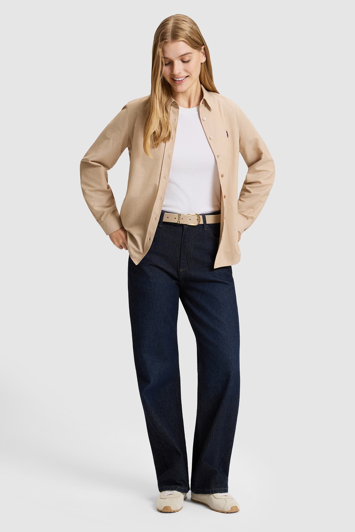 پیراهن زنانه U.S. Polo Assn. ساده آستینبلند شتری مدل 50324791-VR015 پیراهن زنانه U.S. Polo Assn. ساده آستینبلند شتری مدل 50324791-VR015