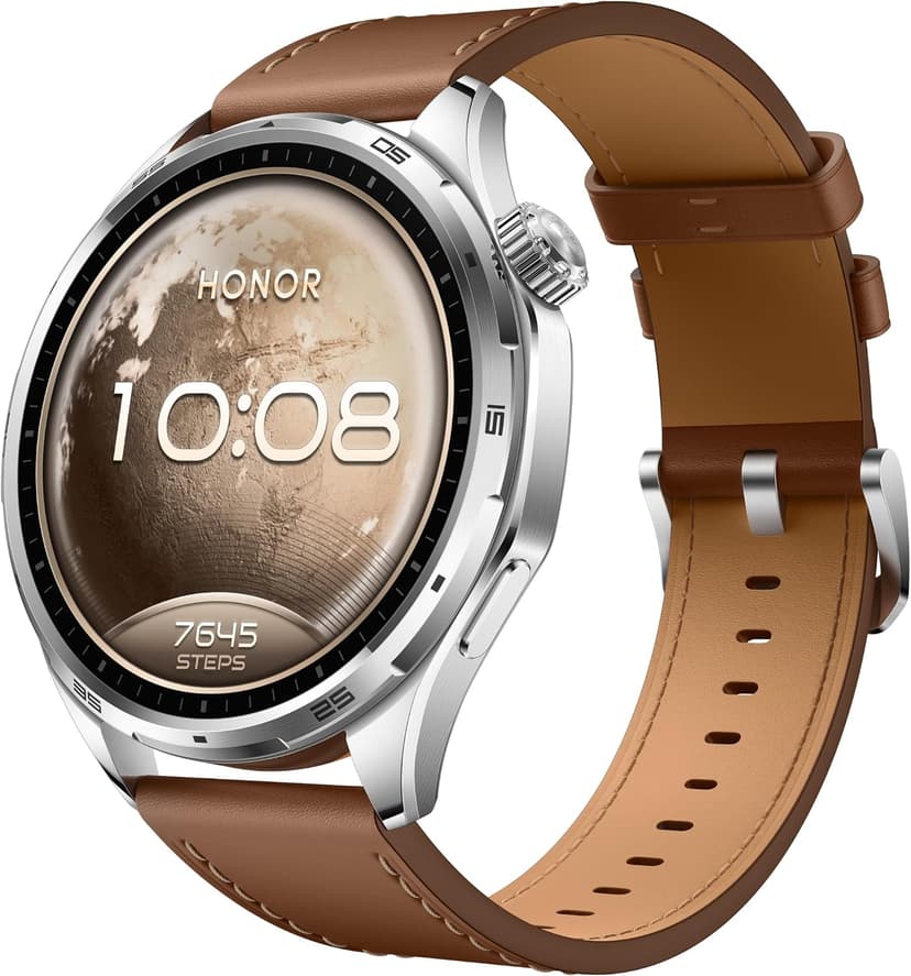ساعت هوشمند HONOR Watch 6 با بند چرمی قهوهای گرگومیشی ساعت هوشمند HONOR Watch 6 با بند چرمی قهوهای گرگومیشی
