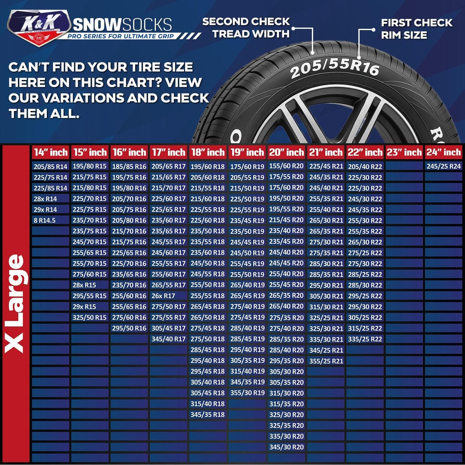 جوراب چرخ برف K&K Automotive Pro Series سایز European X-Large جوراب چرخ برف K&K Automotive Pro Series سایز European X-Large