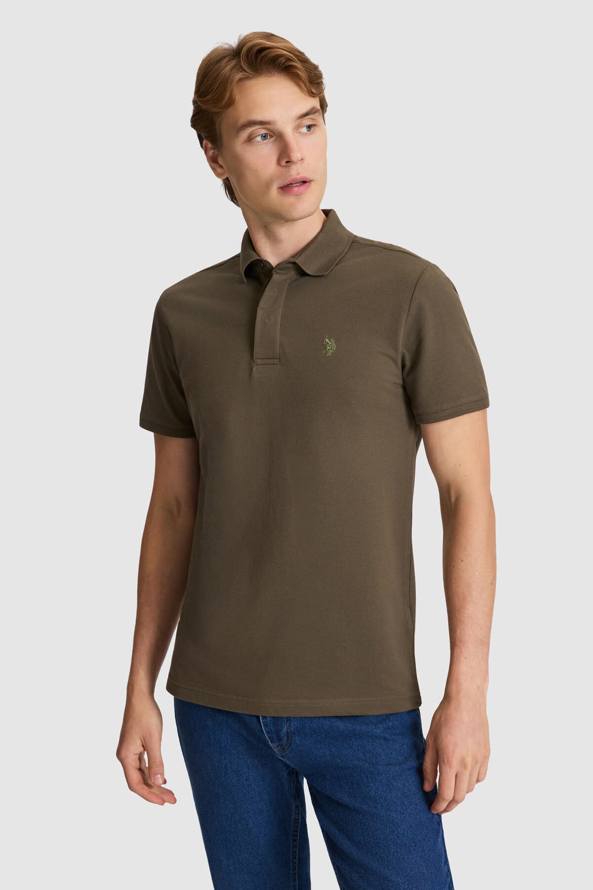 تیشرت مردانه U.S. Polo Assn. ساده خاکی تیره مدل 50327003-VR111 تیشرت مردانه U.S. Polo Assn. ساده خاکی تیره مدل 50327003-VR111