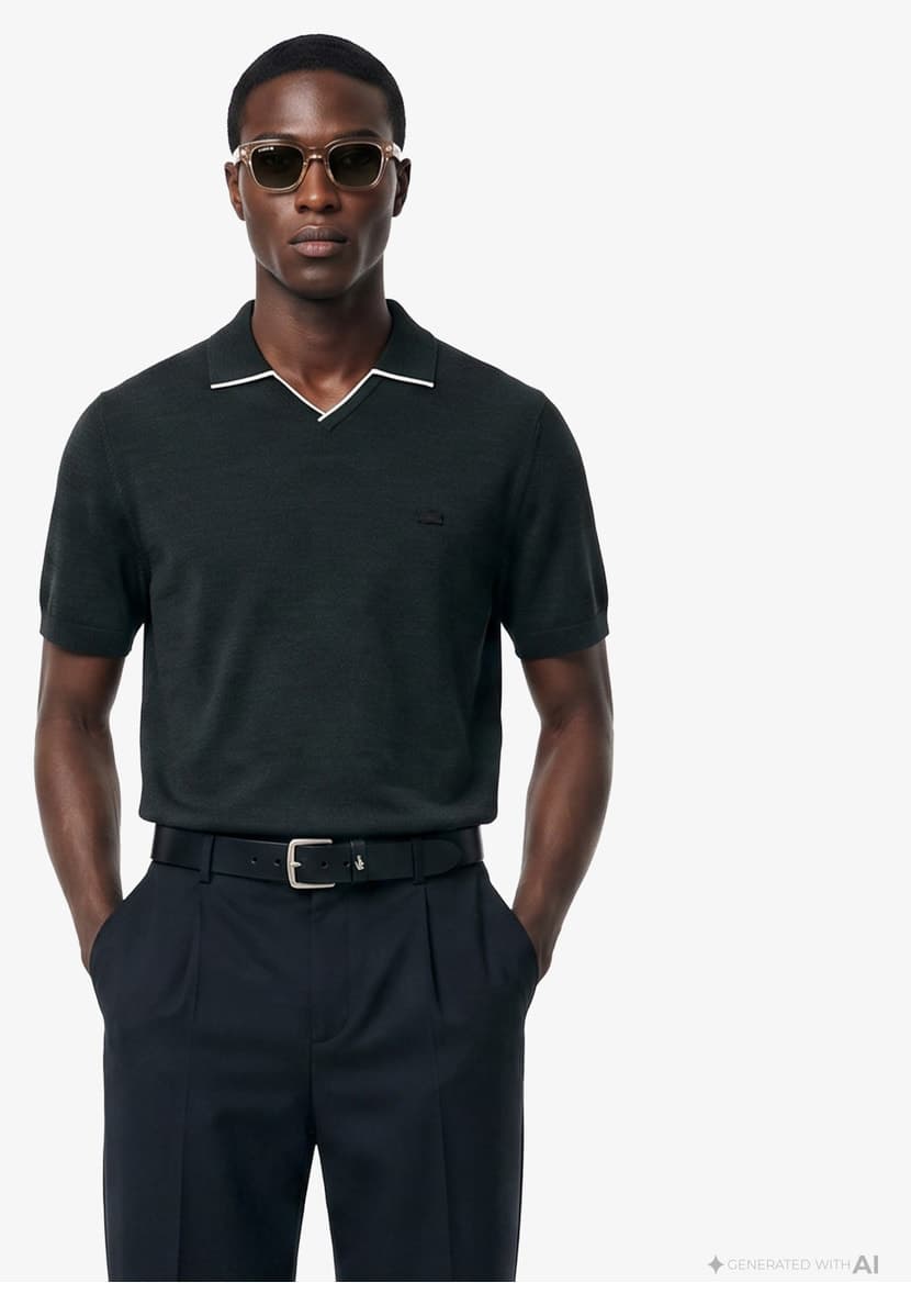 پولوشرت مردانه Lacoste فیت معمولی آستین کوتاه یقه پولو پشمی سبز تیره پولوشرت مردانه Lacoste فیت معمولی آستین کوتاه یقه پولو پشمی سبز تیره