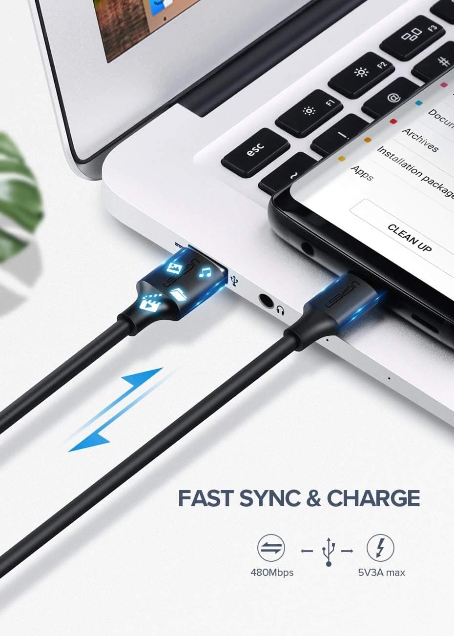 کابل شارژ و انتقال داده USB Type-C UGREEN سفید 1 Metre کابل شارژ و انتقال داده USB Type-C UGREEN سفید 1 Metre