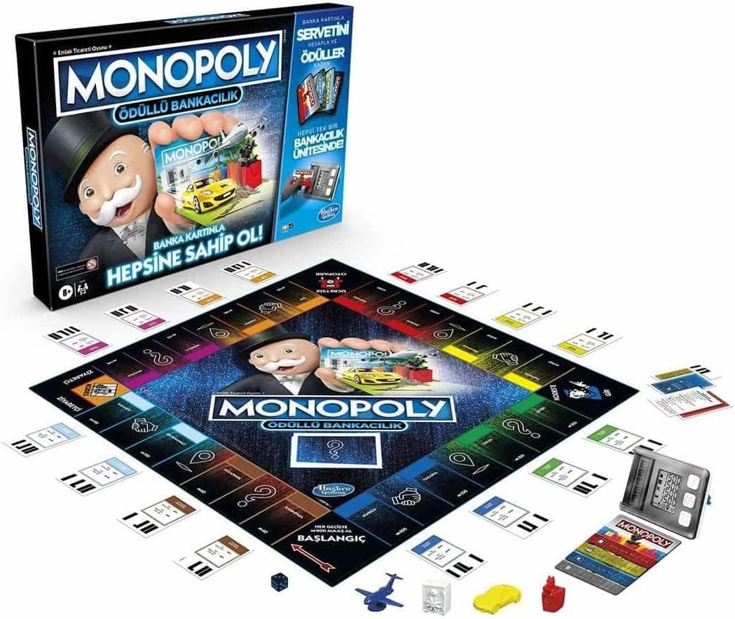 بازی رومیزی برای 2 تا 4 بازیکن Monopoly Hasbro Gaming با بانکداری جایزهدار، بالای 8 سال بازی رومیزی برای 2 تا 4 بازیکن Monopoly Hasbro Gaming با بانکداری جایزهدار، بالای 8 سال