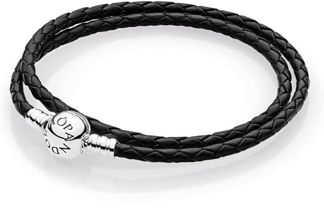 دستبند زنانه PANDORA Moments چرمی دوبند مشکی نقره استرلینگ مدل 590745CBK-D4 44 cm دستبند زنانه PANDORA Moments چرمی دوبند مشکی نقره استرلینگ مدل 590745CBK-D4 44 cm