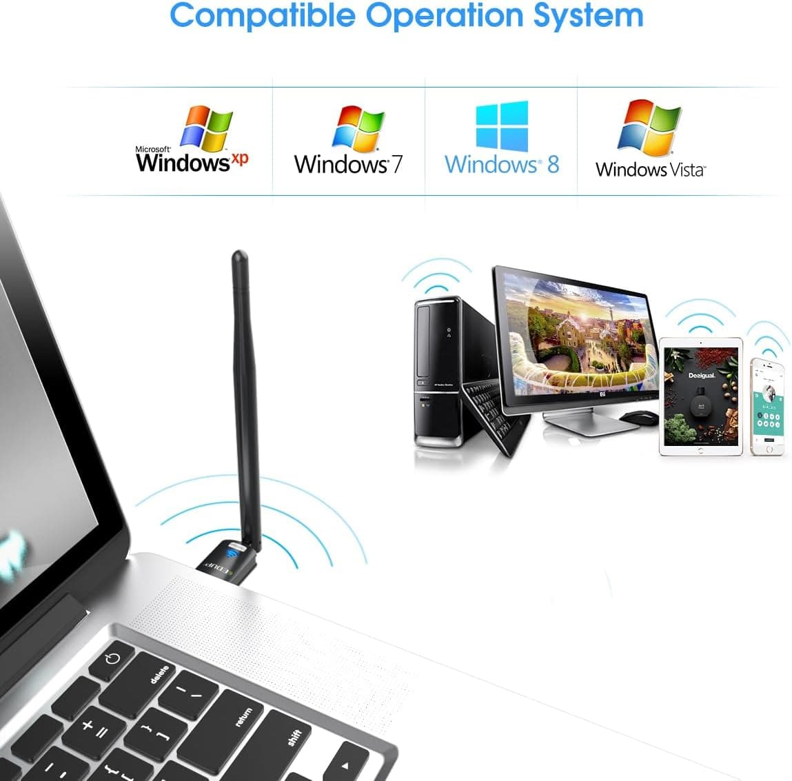 آداپتور USB وایفای کامپیوتر و لپتاپ EDUP با پشتیبانی از آنتن High Gain 6dBi سازگار با Windows 10/8/7/XP/Vista و MAC 10.6-10.11 آداپتور USB وایفای کامپیوتر و لپتاپ EDUP با پشتیبانی از آنتن High Gain 6dBi سازگار با Windows 10/8/7/XP/Vista و MAC 10.6-10.11