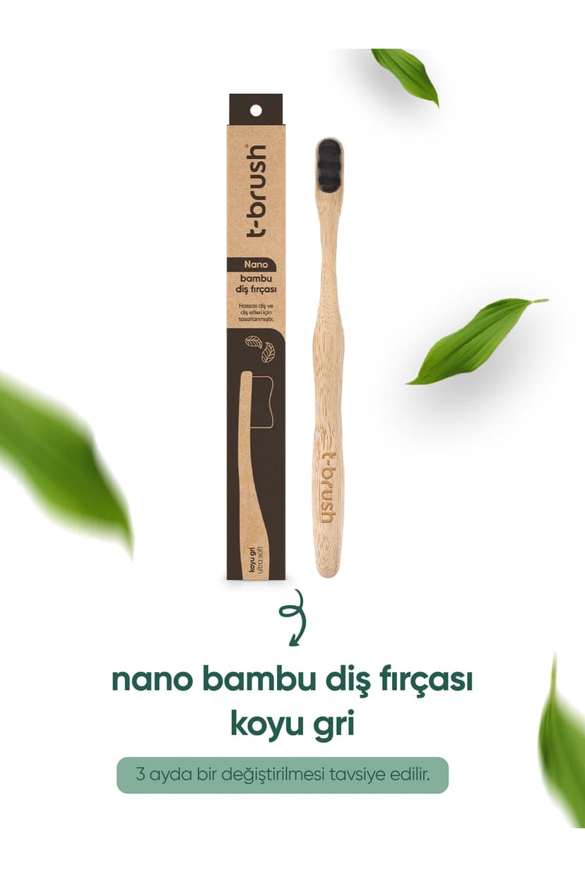 مسواک بامبو TBRUSH Nano فوق نرم دندانهای حساس خاکستری تیره بدون پلاستیک مسواک بامبو TBRUSH Nano فوق نرم دندانهای حساس خاکستری تیره بدون پلاستیک