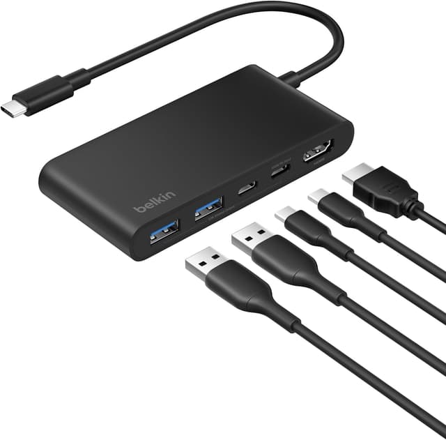 هاب USB-C پنجپورت Belkin مشکی با پشتیبانی نمایشگر 4K HDMI در 60 Hz و انتقال توان 100W هاب USB-C پنجپورت Belkin مشکی با پشتیبانی نمایشگر 4K HDMI در 60 Hz و انتقال توان 100W