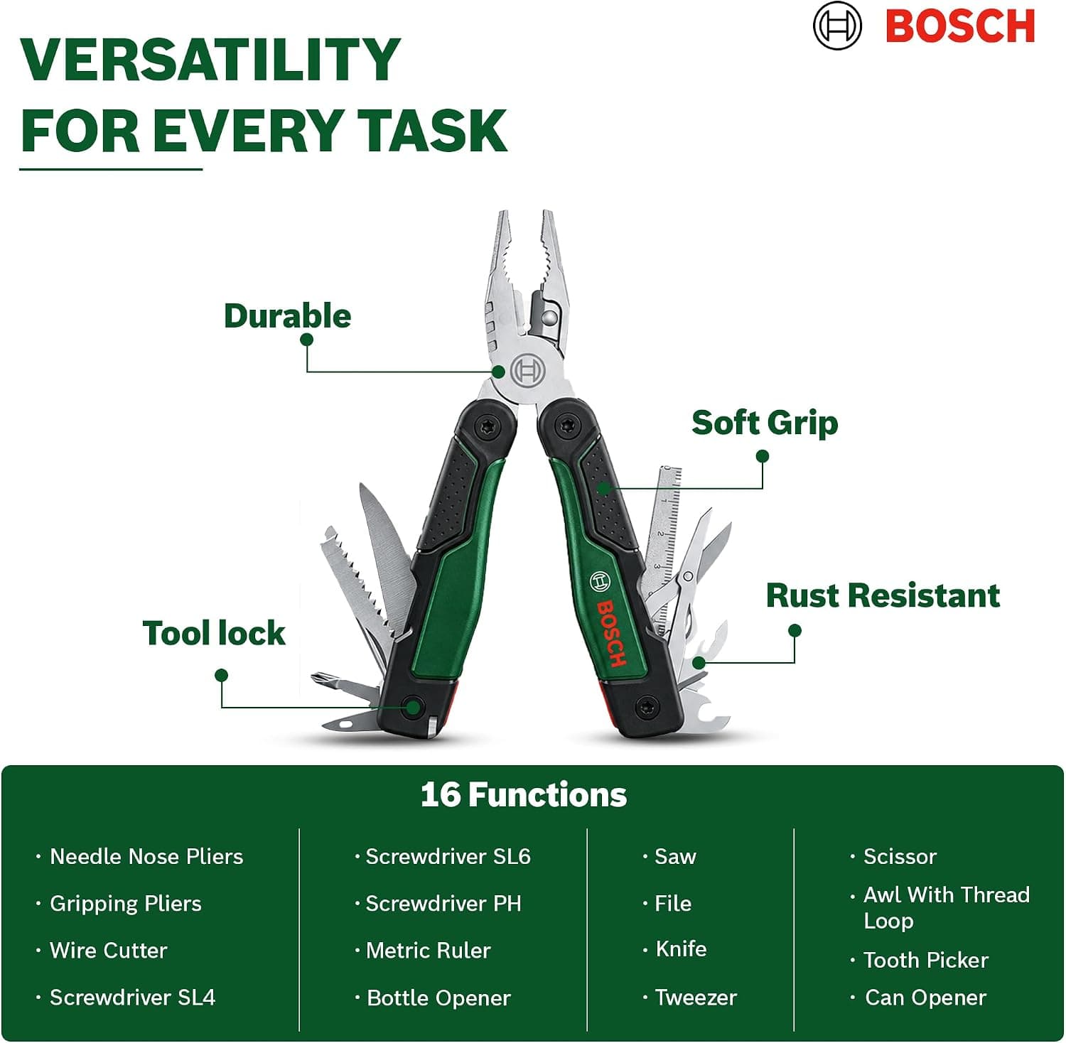 ابزار چندکاره Bosch با ۱۶ عملکرد فولاد ضدزنگ ابزار چندکاره Bosch با ۱۶ عملکرد فولاد ضدزنگ