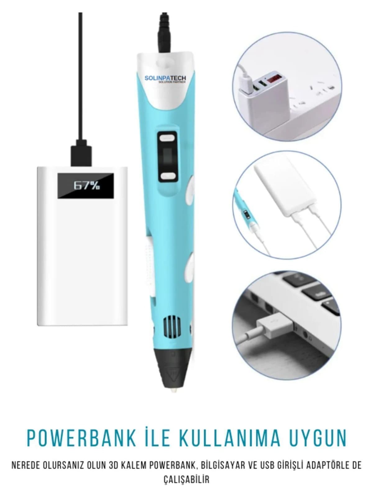 قلم سه بعدی SolinpaTech همراه فیلامنت چندرنگ به مجموع 109 متر و کابل USB قلم سه بعدی SolinpaTech همراه فیلامنت چندرنگ به مجموع 109 متر و کابل USB