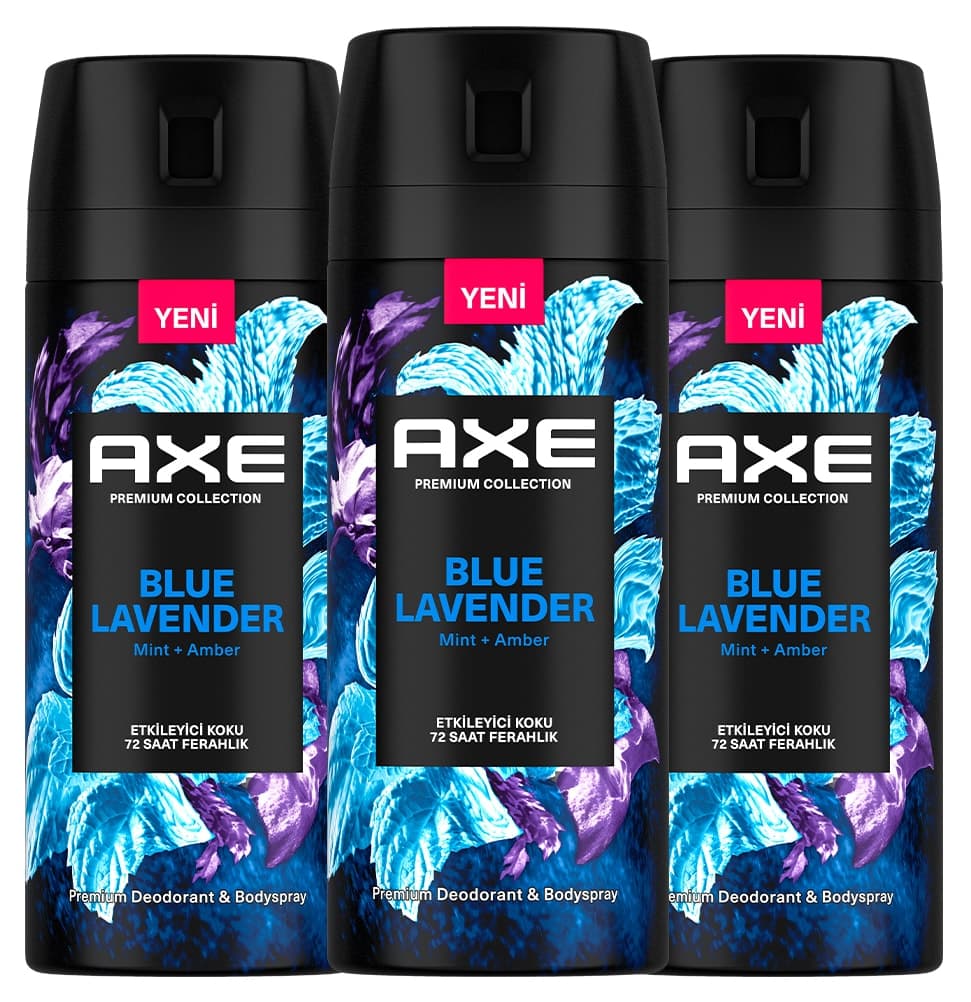 دئودورانت اسپری مردانه Axe با رایحه اسطوخودوس آبی طراوت 72 ساعته 150 ml x3 دئودورانت اسپری مردانه Axe با رایحه اسطوخودوس آبی طراوت 72 ساعته 150 ml x3