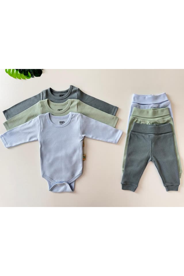 ست سهتکه نوزادی یونیسکس نخی EFU BABY شامل بادی و شلوار ست سهتکه نوزادی یونیسکس نخی EFU BABY شامل بادی و شلوار